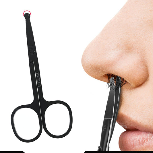 100% New 1pc 3.5" Stainless Steel Mini Portable Curved Mustache Nose Ear Hair Remover Scissor Trimmer Small Scissors