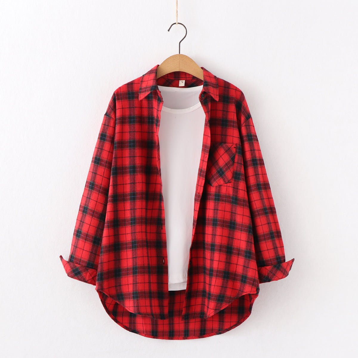 Autumn new ten-color plaid shirt women's long-sleeved loose shirt coat top fashion trend