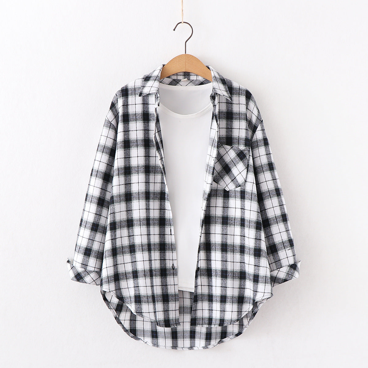 Autumn new ten-color plaid shirt women's long-sleeved loose shirt coat top fashion trend