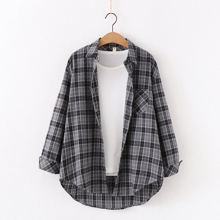 Autumn new ten-color plaid shirt women's long-sleeved loose shirt coat top fashion trend