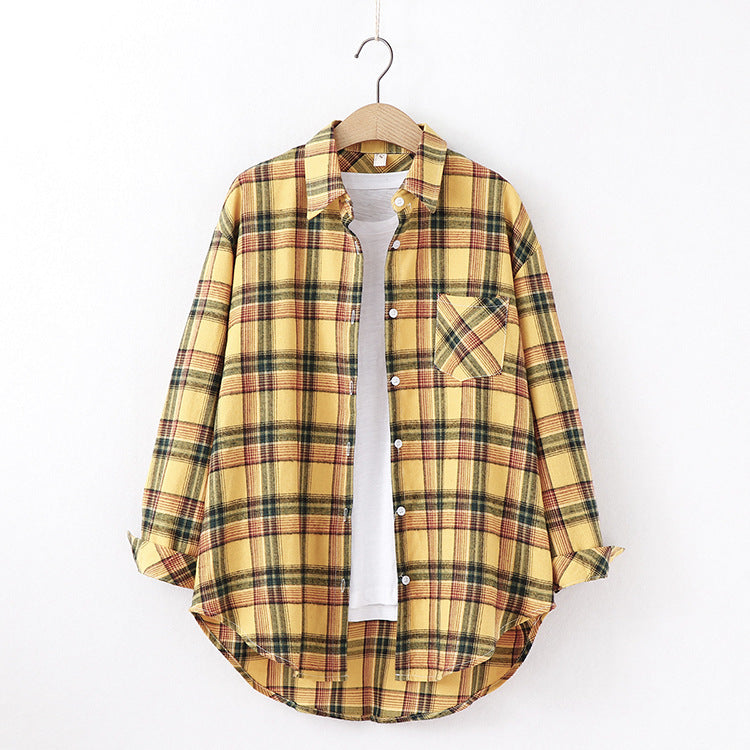 Autumn new ten-color plaid shirt women's long-sleeved loose shirt coat top fashion trend