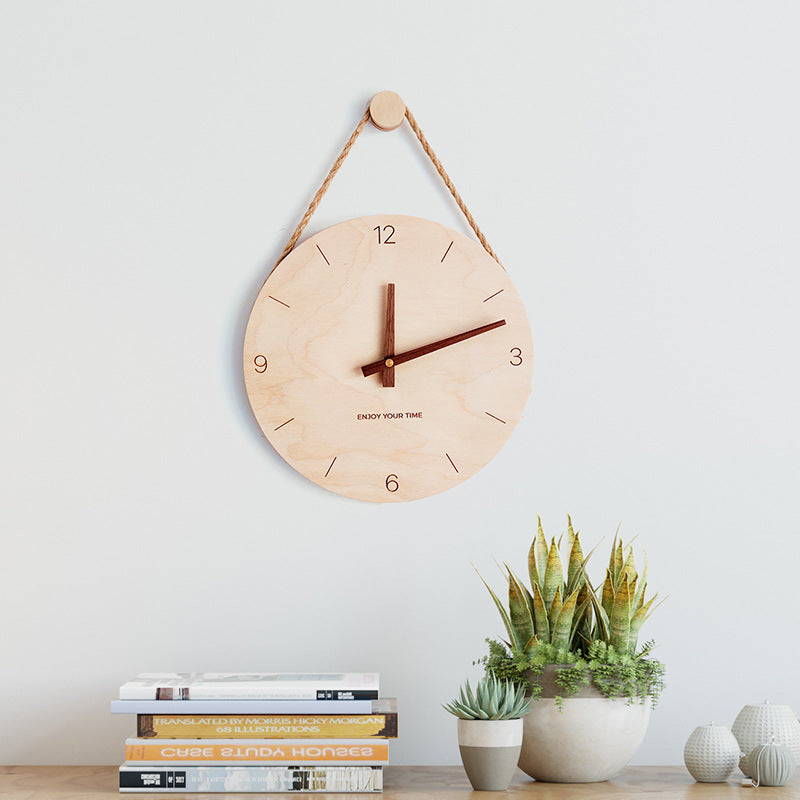 Wooden slings creative wall clock Nordic Japanese hot watch home living room clock decoration wall clock