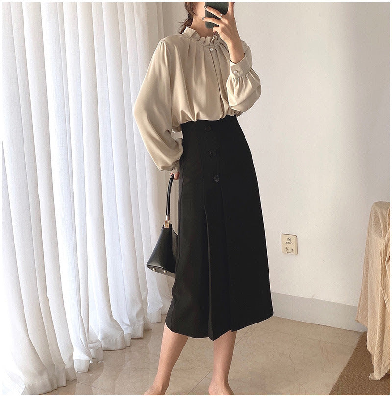 Thirteen lines of light luxury women's clothing wild bag hips temperament skirt elegant high waist long skirts Q1939