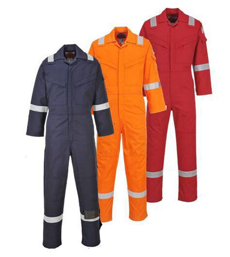 Anti-static and flame retardant one-piece work clothes pure cotton acid and alkali-resistant one-piece work clothes winter long-sleeved labor protection clothing