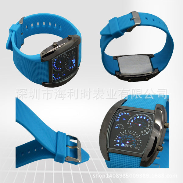 Foreign trade cross-border LED electronic explosion models aviation watch men's square sports dashboard creative watch factory