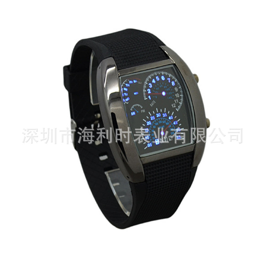 Foreign trade cross-border LED electronic explosion models aviation watch men's square sports dashboard creative watch factory