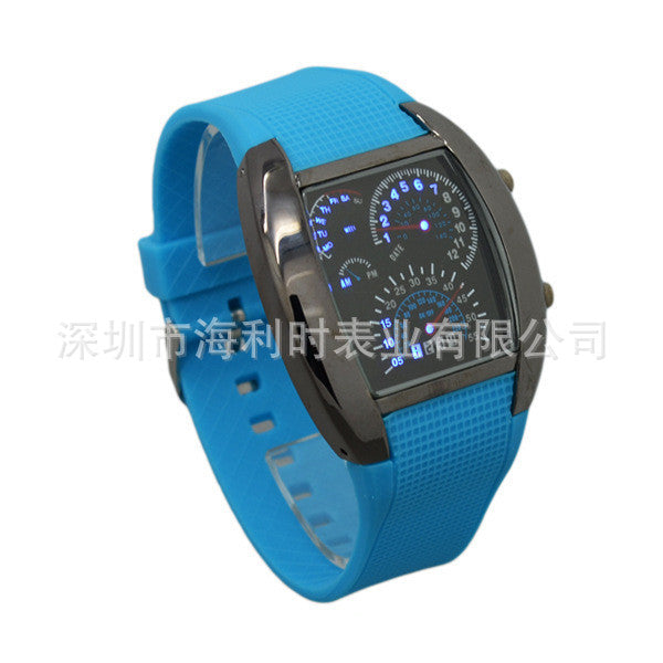 Foreign trade cross-border LED electronic explosion models aviation watch men's square sports dashboard creative watch factory