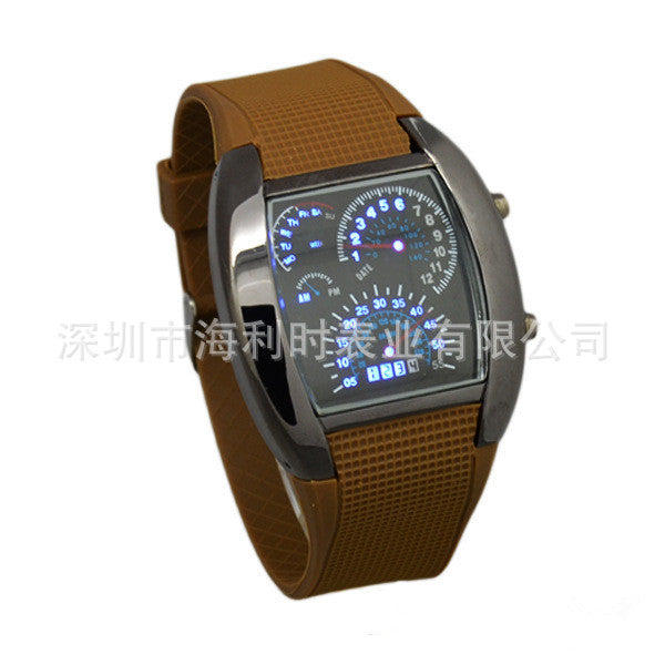 Foreign trade cross-border LED electronic explosion models aviation watch men's square sports dashboard creative watch factory