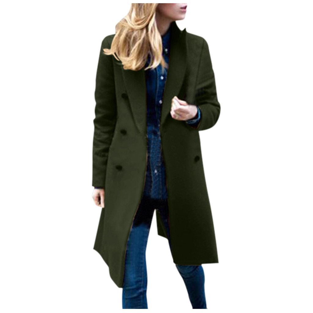 Autumn and winter long big size woolen female coat Amazon double-breasted woolen coat European station a generation