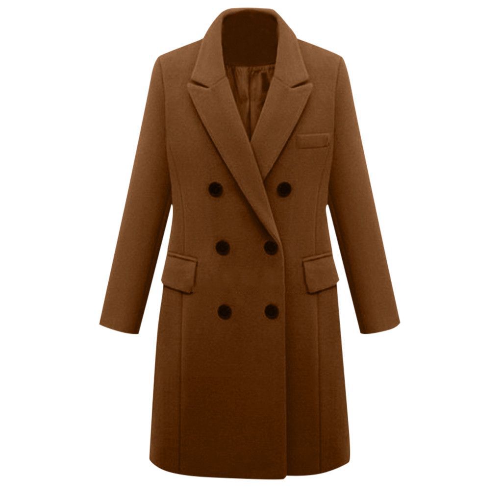 Autumn and winter long big size woolen female coat Amazon double-breasted woolen coat European station a generation