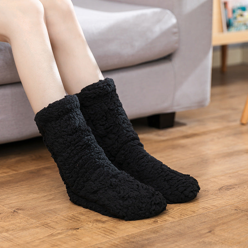 Warm foot socks children autumn and winter plus velvet thick warm floor socks adult sleeping socks coral velvet moon socks