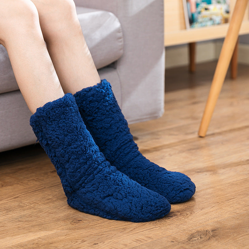 Warm foot socks children autumn and winter plus velvet thick warm floor socks adult sleeping socks coral velvet moon socks