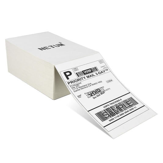 NETUM Thermal Direct 4" x 6" (100mm x 150mm) Shipping Label (Roll of 500 Labels) - Commercial Grade
