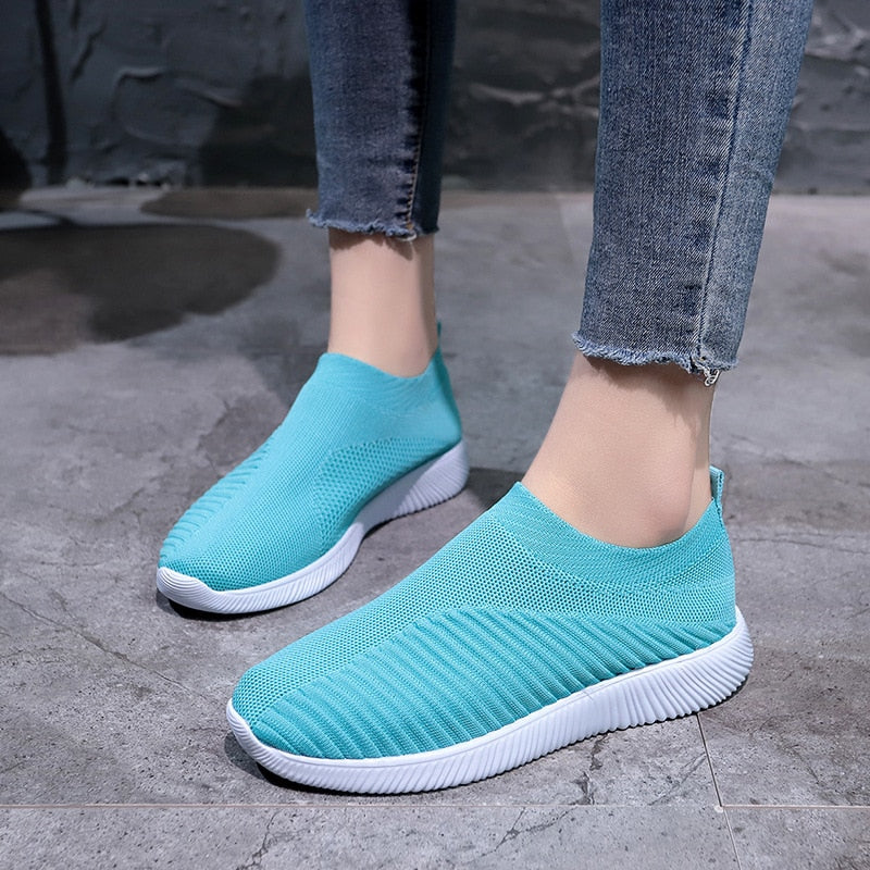 Women Vulcanized Shoes Flat Slip on Shoes Woman Lightweight White Sneakers Summer Autumn Casual Chaussures Femme Basket