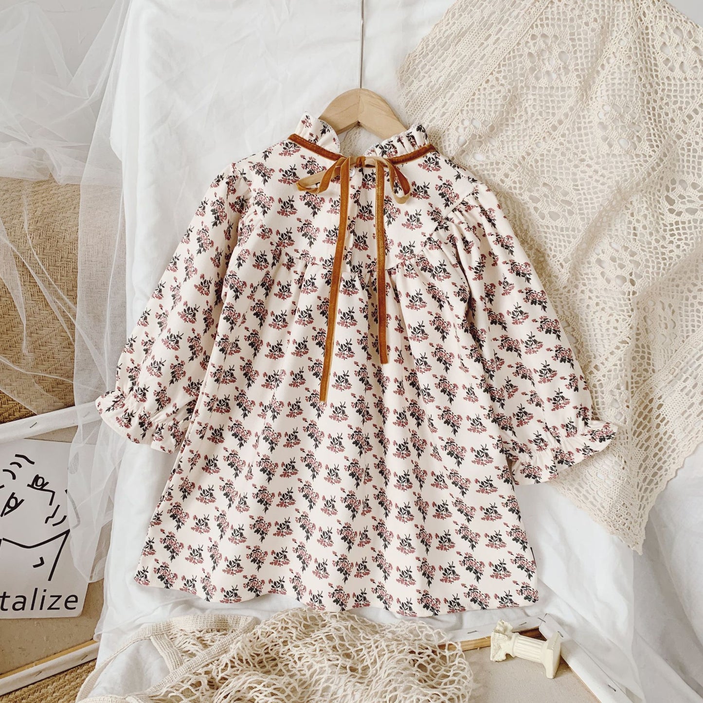 Autumn Baby Girls Dress Japanese Korean Children Flower Clothes Temperament Long Sleeve Retro Princess Dress Kids Casual Dresses