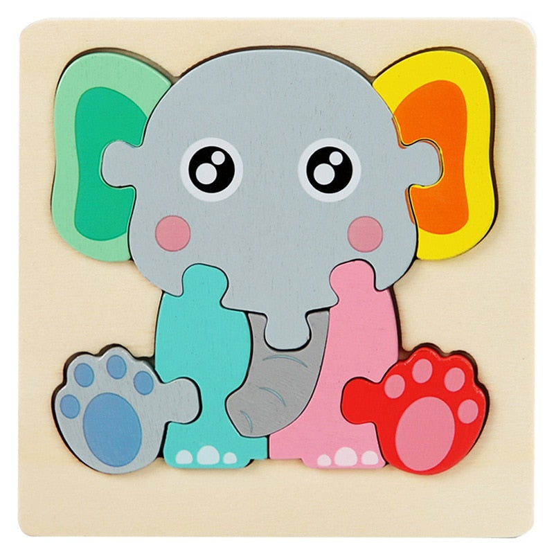 Baby Wooden 3D Puzzles For Kids Toddler Montessori Toys Dinosaur Animal Wood Jigsaw Puzzle Game Educational Toys For Children