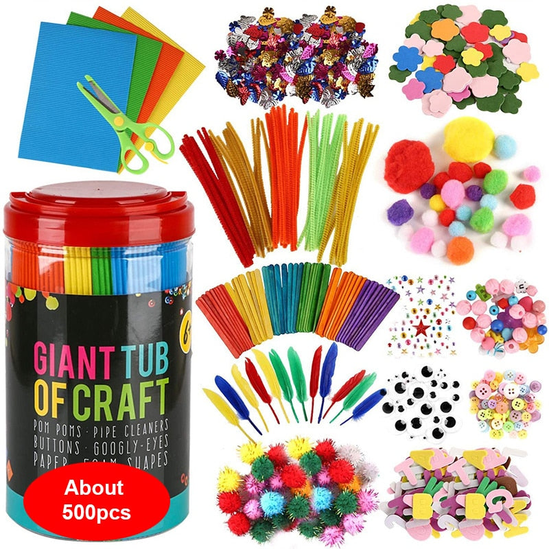 Arts and Crafts Supplies for Kids All in One DIY Crafting School Kindergarten Homeschool Supplies Arts Set Toys for Children