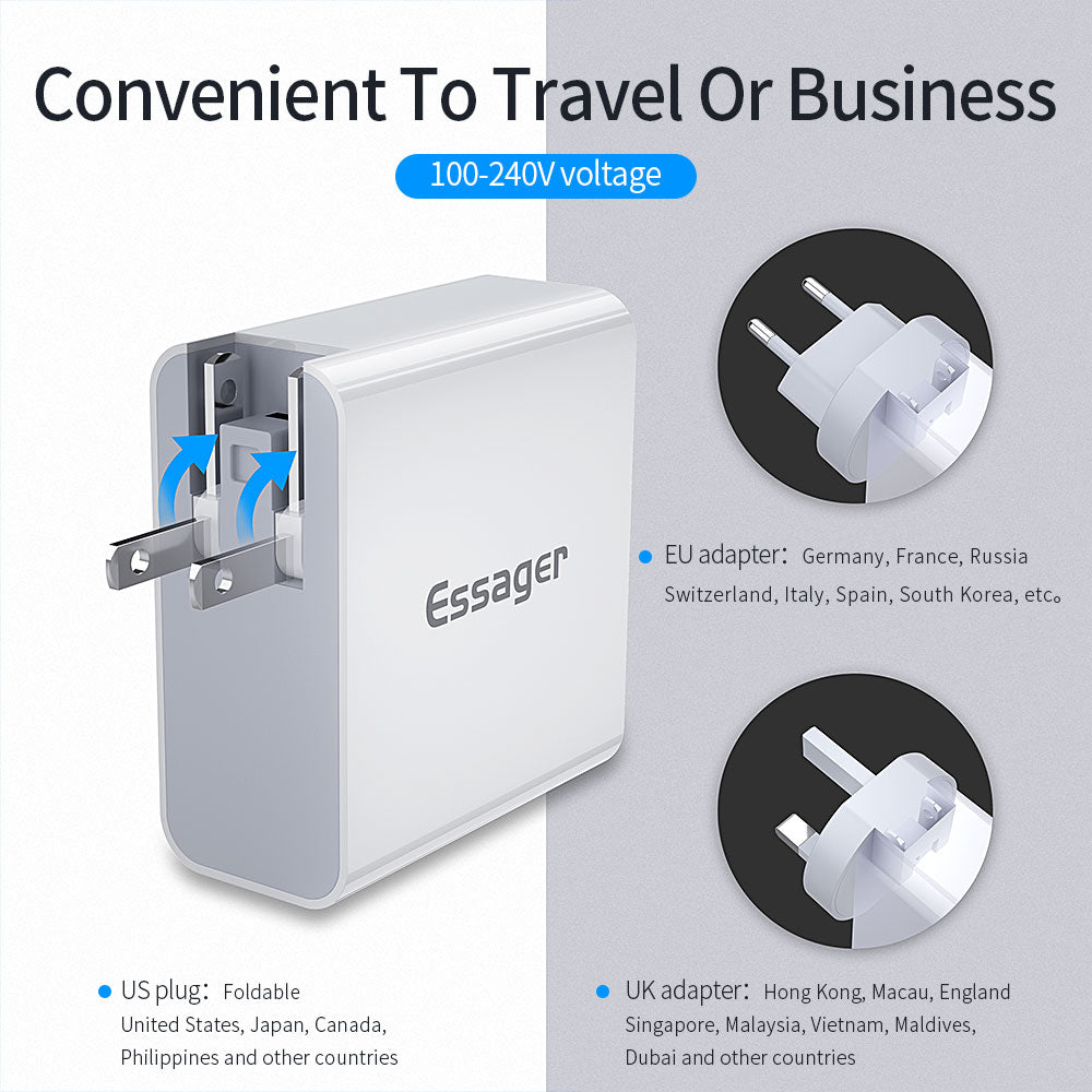 Essager Quick Charge 3.0 Mutil USB Charger USB Type C PD QC QC3.0 48W Fast Charging Travel Wall Phone Charger For iPhone Xiaomi