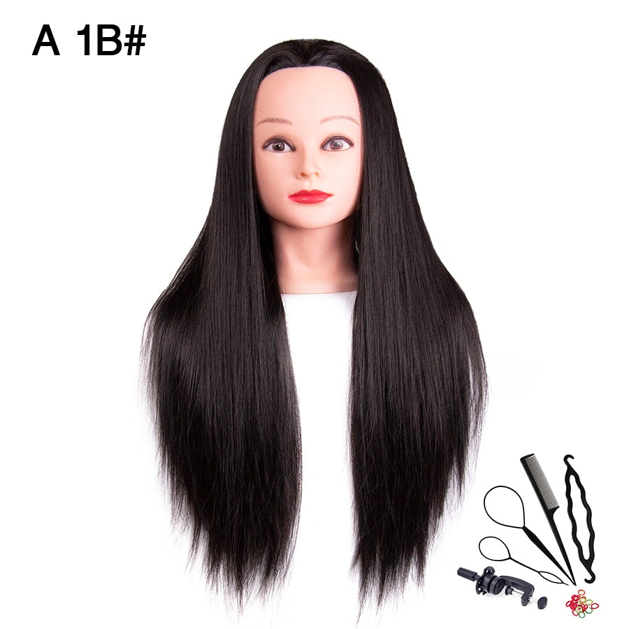 synthetic Best Quality Hair Mannequins Salon Hairdressing Hair Styling Training Head Hair Practice And Holder Hairstyle Practice