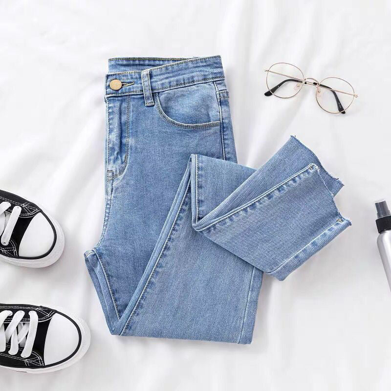 Solid Wash High Waist Skinny Denim Pants Women Streetwear Stretch Pencil Jeans Female Spring Classic Ankle-Length Denim Trousers