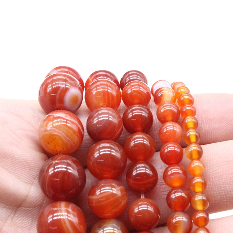 Wholesale Natural Stone Red Stripes Agates  Beads For Jewelry Making DIY Bracelet Necklace 4/6/8/10/12 /14 mm Strand 15''