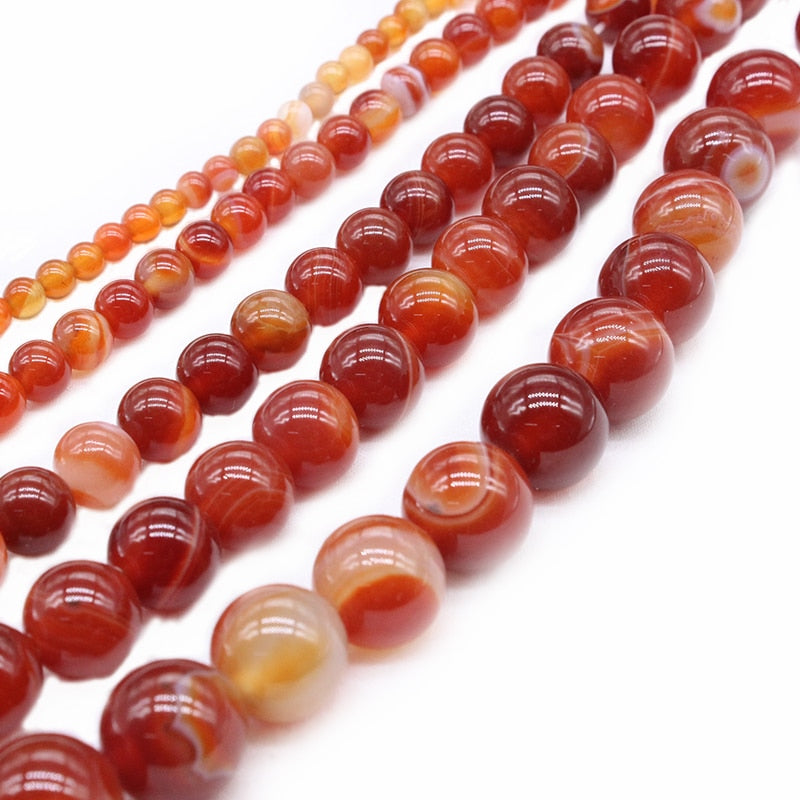 Wholesale Natural Stone Red Stripes Agates  Beads For Jewelry Making DIY Bracelet Necklace 4/6/8/10/12 /14 mm Strand 15''