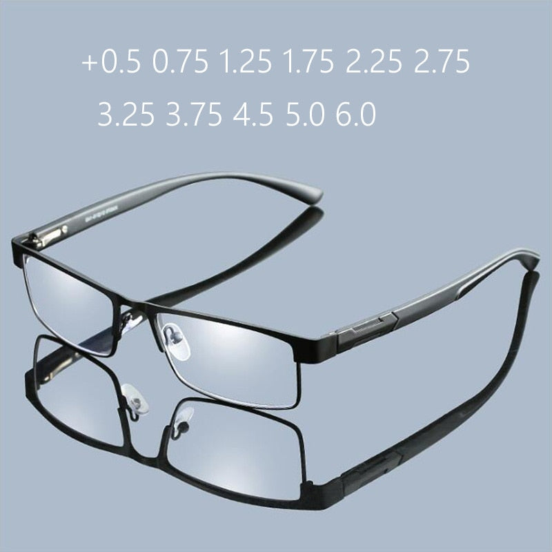 RBENN Metal Frame Men Reading Glasses Vintage Business Hyperopia Eyewear Male Reading EyeGlasses +1.25 1.75 2.75 3.75 5.0 6.0