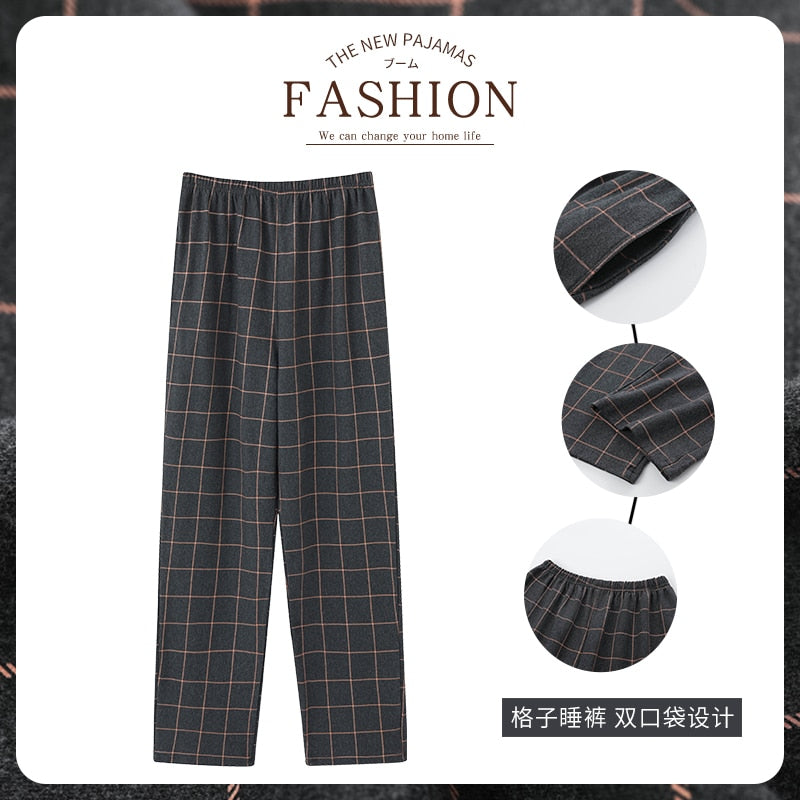 New Style Hot Sale Cotton Plaid Pajama Pants For Adluts Home Furnishing Cotton Trousers Cotton Pajama Men Sleep Bottom Home Wear