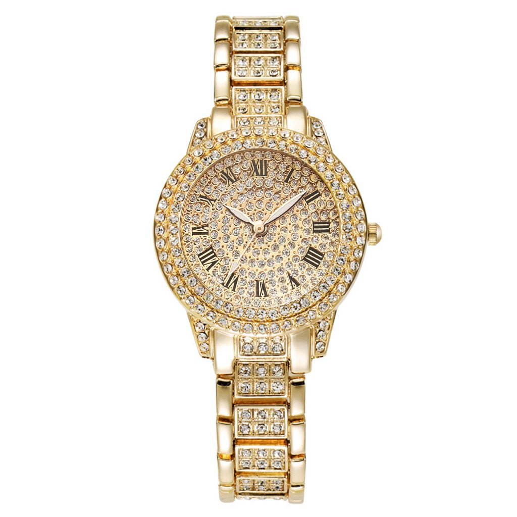 Diamond Women Watches Gold Watch Ladies Wrist Watches Luxury Brand Rhinestone Women's Bracelet Watches Female Relogio Feminino