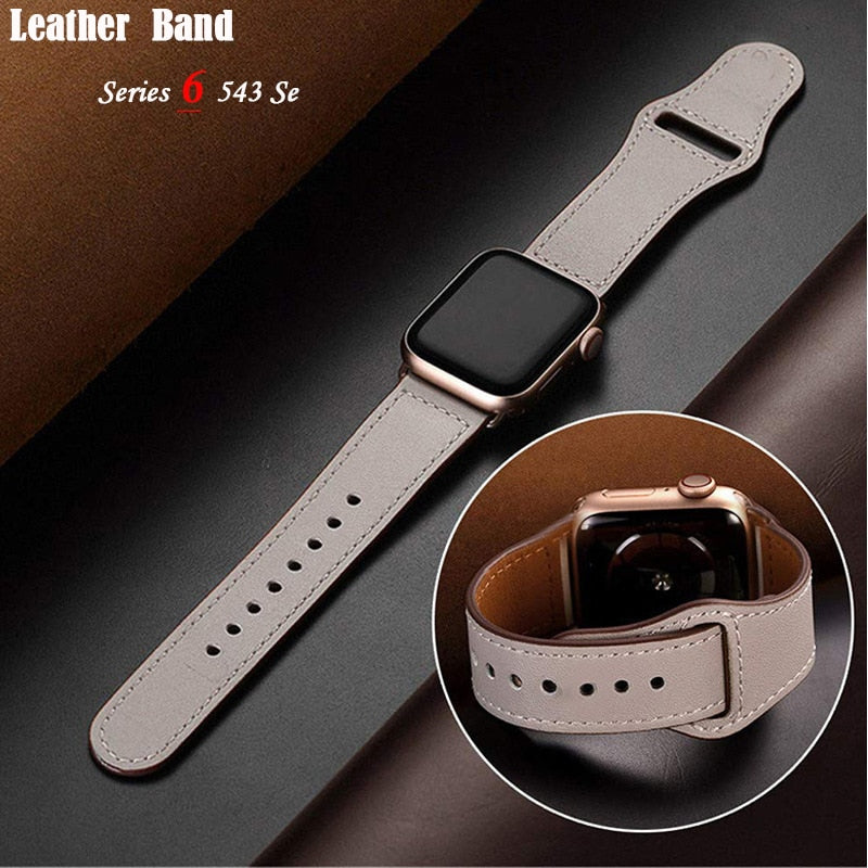 Leather strap For Apple watch band 44mm 40mm 42mm 38mm wrist watchband bracelet for correa iWatch serie 3 4 5 6 se 7 41mm/45mm