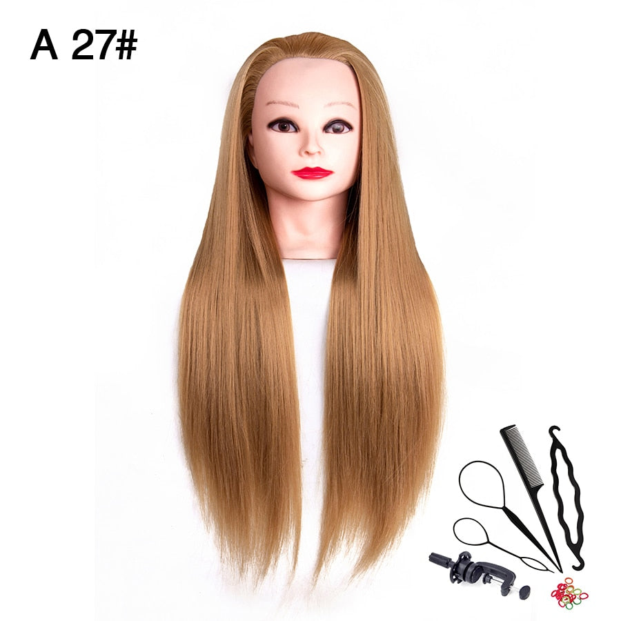 synthetic Best Quality Hair Mannequins Salon Hairdressing Hair Styling Training Head Hair Practice And Holder Hairstyle Practice