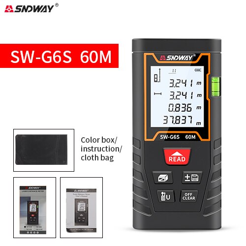 SNDWAY Mini Laser Distance Meter Rechargeable Rangefinder 40M 50M 60M Range Finder Electronic Roulette Trena Tape Measure Tester