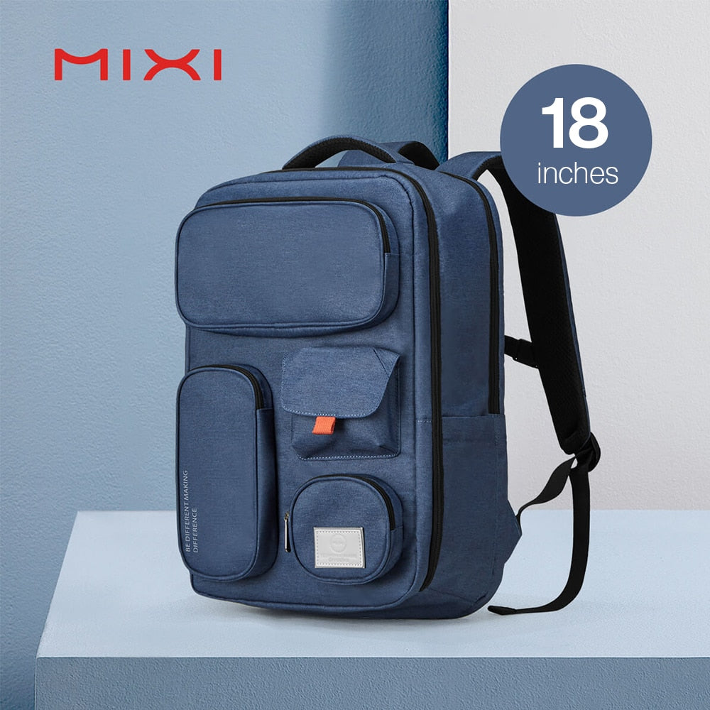 Mixi Outdoor Backpack Women Travel Bag 18 Inch Men Rucksack Waterproof Laptop White Black Blue