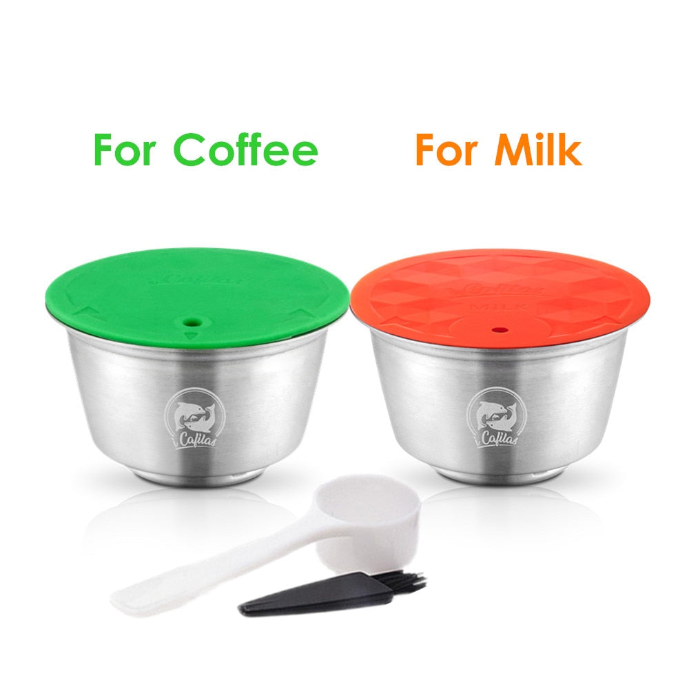 Reusable Coffee & Milk Foam Filters For Nescafe Dolce Gusto Refillable Coffee Capsule Pod Stainless Steel Plastic Coffee Filters