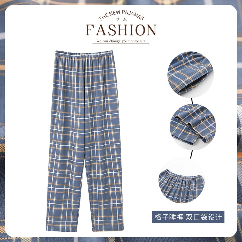 New Style Hot Sale Cotton Plaid Pajama Pants For Adluts Home Furnishing Cotton Trousers Cotton Pajama Men Sleep Bottom Home Wear