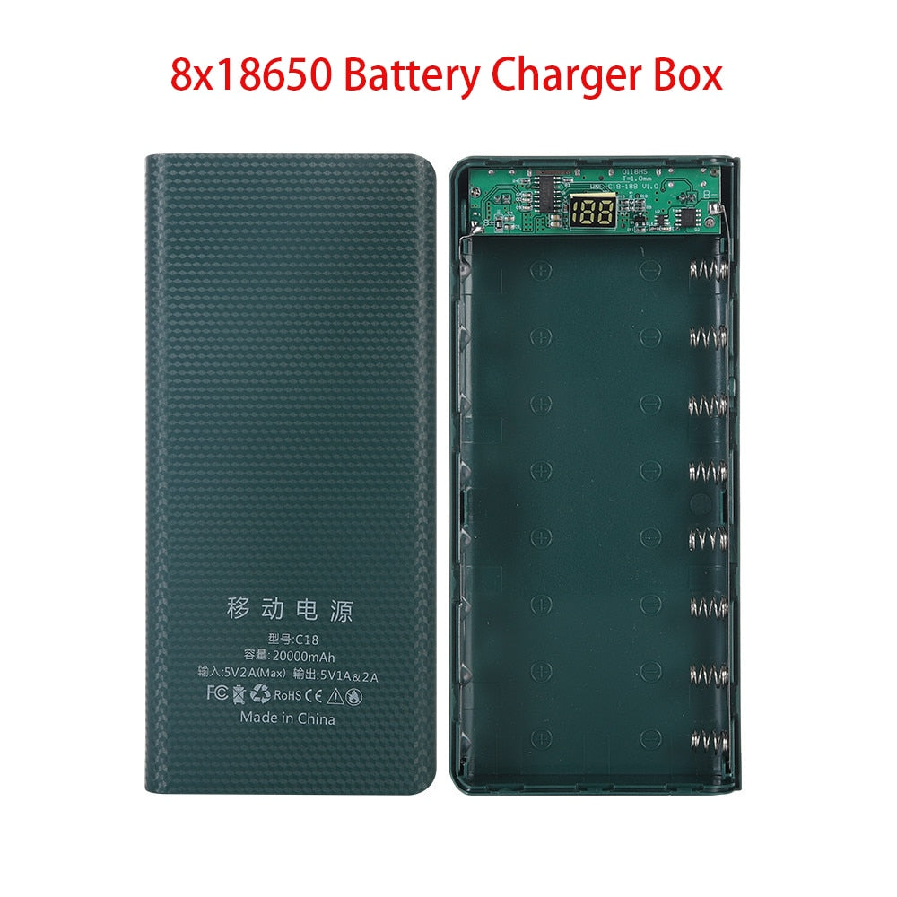 Fast Charging 18650 Power Bank 20000mAh USB Type C 5V Cases Battery Charge Storage Box Without Battery For iPhone Xiaomi Huawei