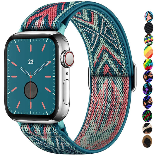 Scrunchie Strap for Apple watch band 40mm 44mm 45mm 41mm 38mm 42mm Elastic Nylon solo Loop bracelet iWatch serie 3 4 5 6 se 7