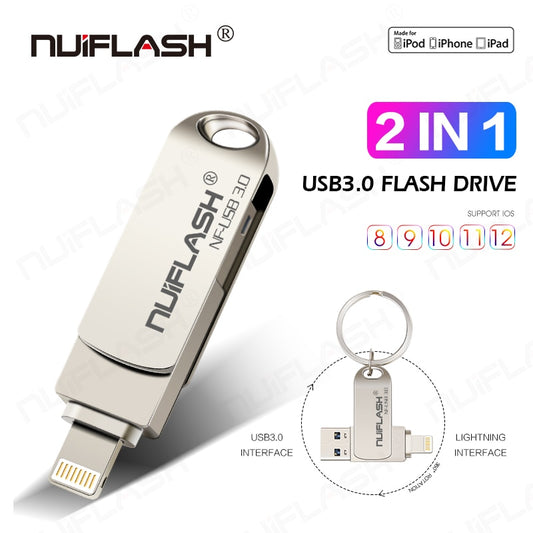 Usb Flash Drive pendrive For iPhone 6/6s/6Plus/7/7Plus/8/X Usb/Otg/Lightning 2 in 1 Pen Drive For iOS External Storage Devices