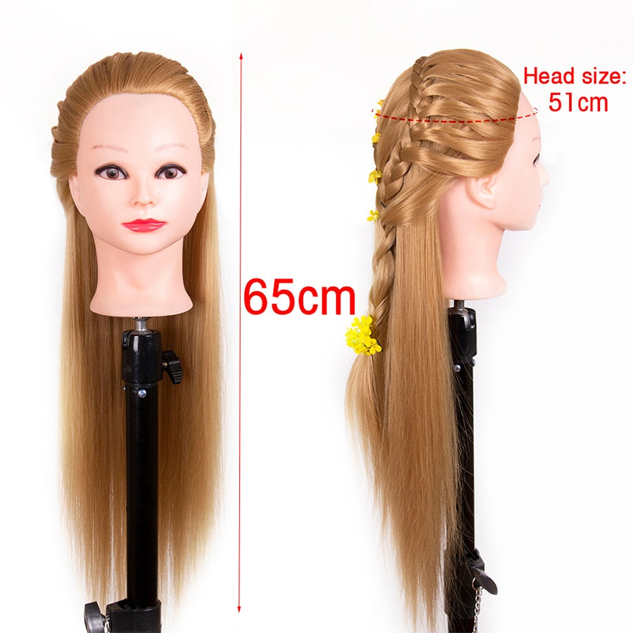 synthetic Best Quality Hair Mannequins Salon Hairdressing Hair Styling Training Head Hair Practice And Holder Hairstyle Practice