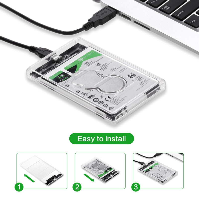 SATA 2.5" USB 3.0 Type C SATA Hdd Box HDD Hard Disk Drive External HDD Enclosure  Case Tool Free 5 Gbps Support 2TB UASP