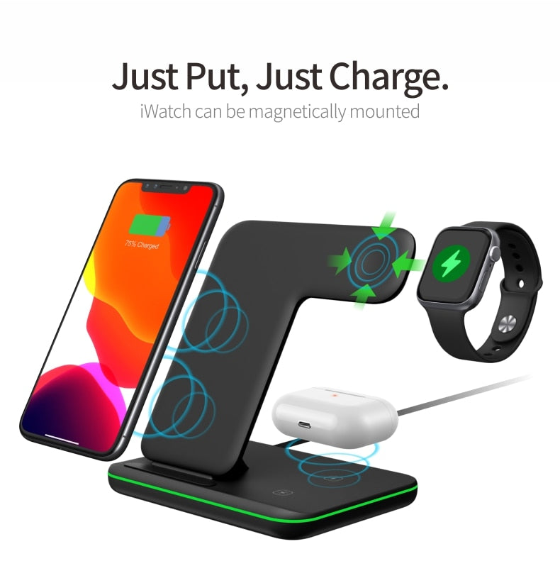 Wireless Charger Stand 15W Qi Fast Charging Dock Station for Apple Watch iWatch 7 AirPods Pro 2 For iPhone 13 12 XS XR X 8 Z5A