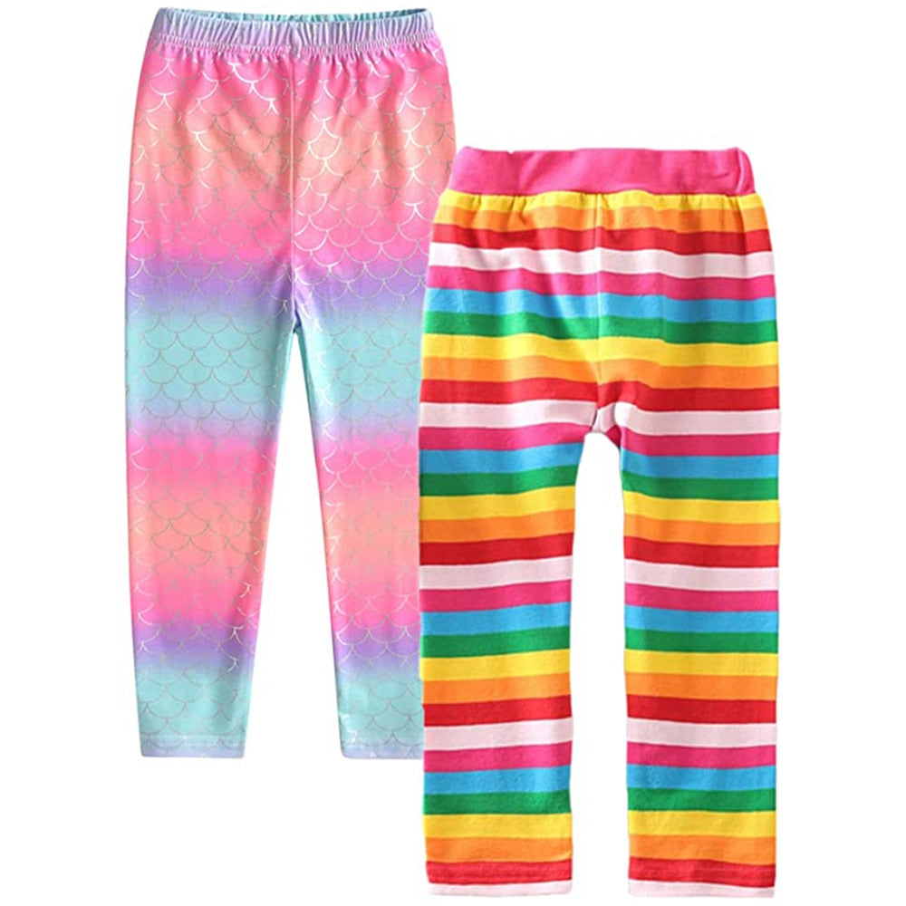 VIKITA Kids Leggings for Kids Rainbow Print Unicorn Pencil Pants Toddlers Skinny Trousers Teenage Girl Casual Pants 3 to 8 Years