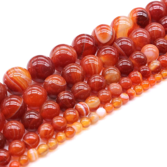 Wholesale Natural Stone Red Stripes Agates  Beads For Jewelry Making DIY Bracelet Necklace 4/6/8/10/12 /14 mm Strand 15''