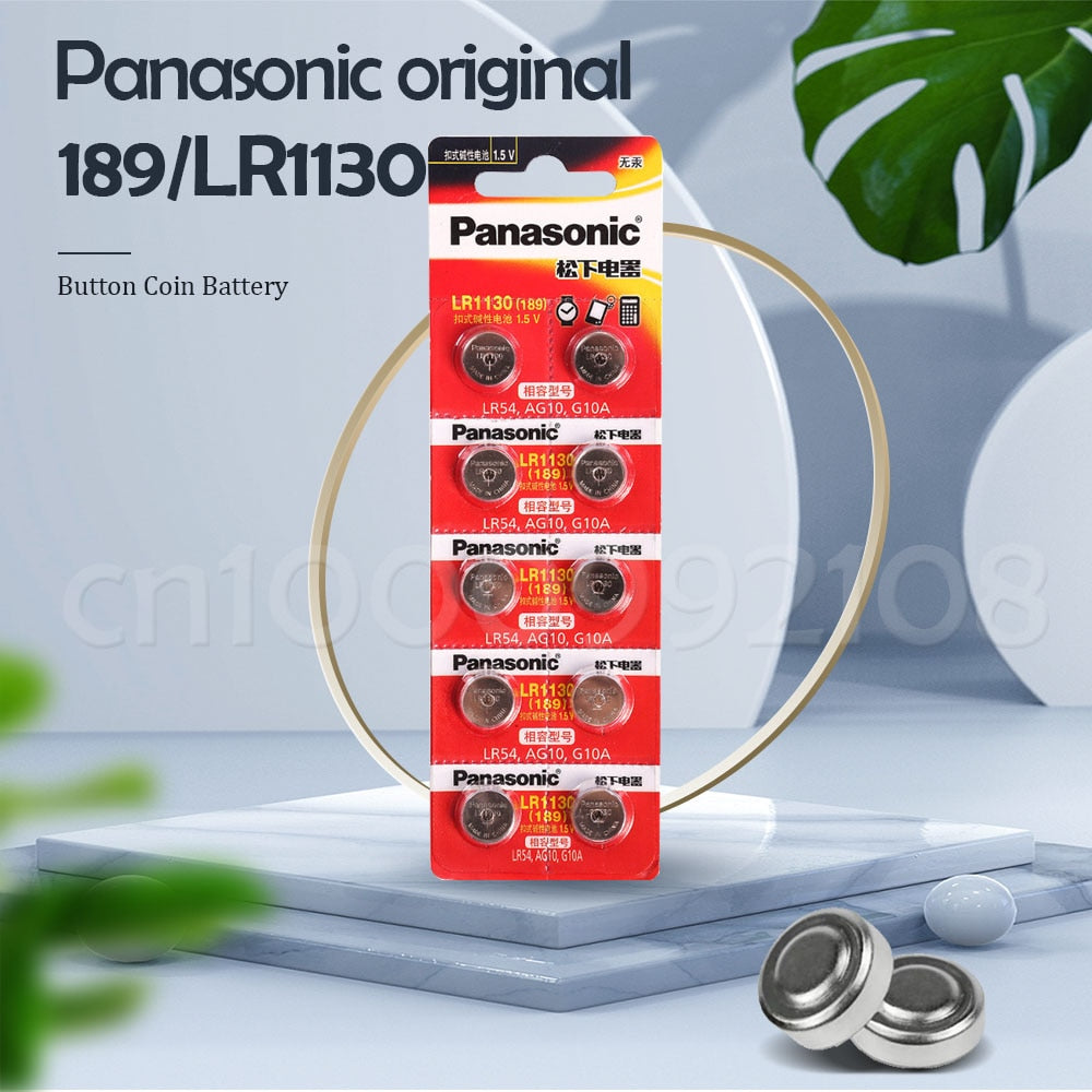 8PCS Panasonic LR1130 LR 1130 1.5V Button Cell Coin 189 AG10 V10GA L1131 SR1130W SR1130 389 LR54 SR54 Watch Alkaline Battery