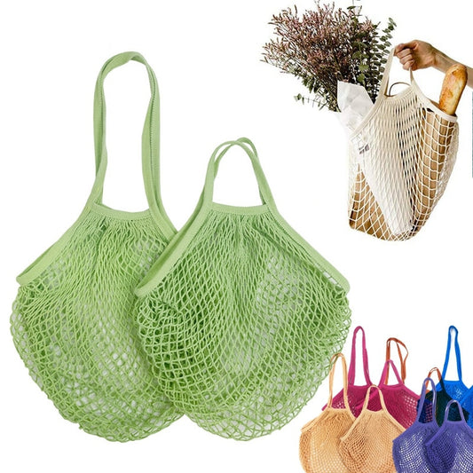 20 Colors Reusable Shopping Bags Portable Net Bag Fruit Vegetable Storage Eco-friendly Cotton foldable Mesh Bag for Shopping