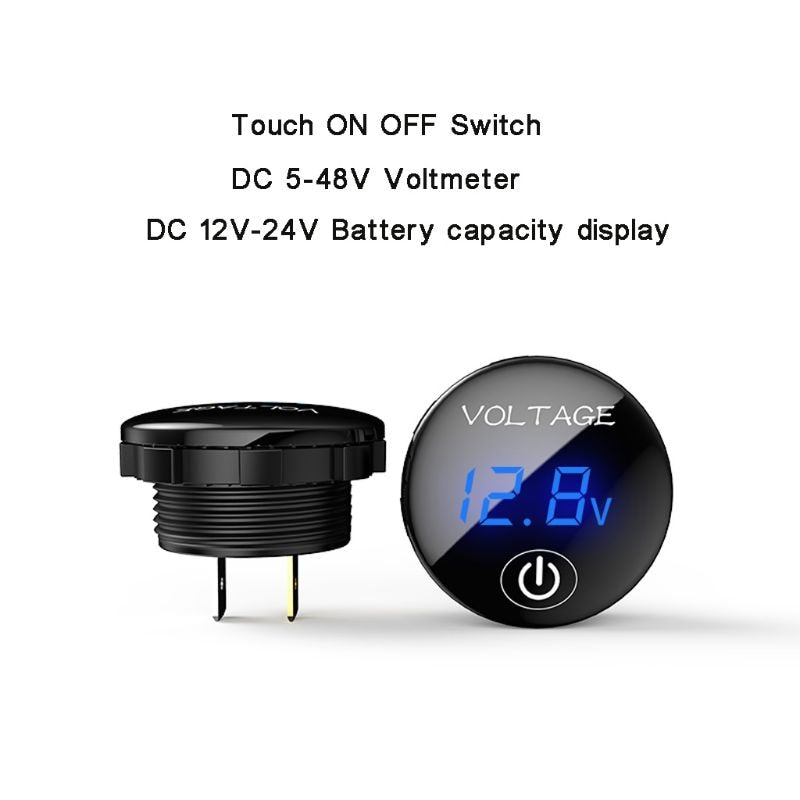 DC 5V-48V LED Panel Digital Voltage Meter Car Motorcycle Battery Capacity Display Voltmeter with Touch ON/OFF Switch