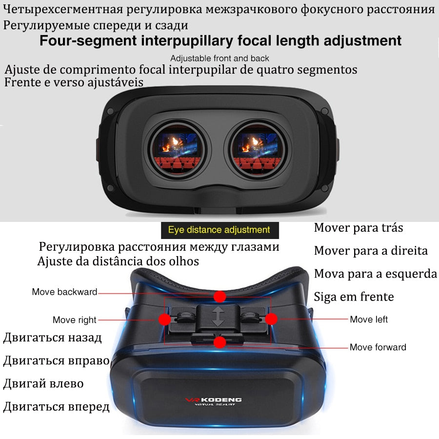 3D VR Headset Virtual Reality Smart Glasses Helmet for Smartphones Mobile Cell Phone with Controllers Lenses Goggles Binoculars