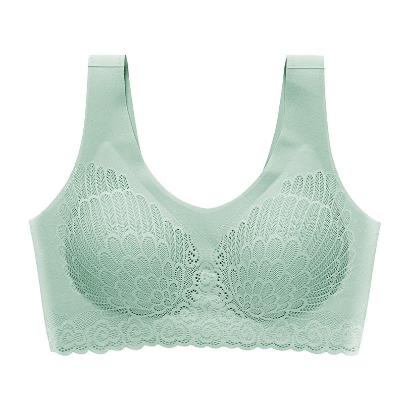 Thin Push Up Vest Bra Women Seamless Underwear Solid Lace Soft Comfortable Sleep Top With Chest Padded Bras For Women M L XL XXL