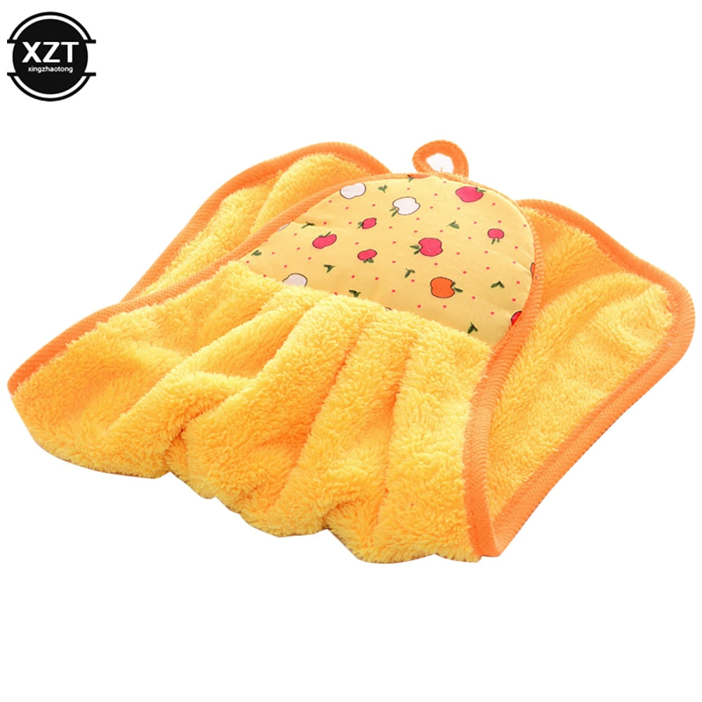 Coral Velvet Bathroom Supplies Soft Hand Towel Absorbent Cloth Dishcloths Hanging Cloth Kitchen Accessories 30*38cm