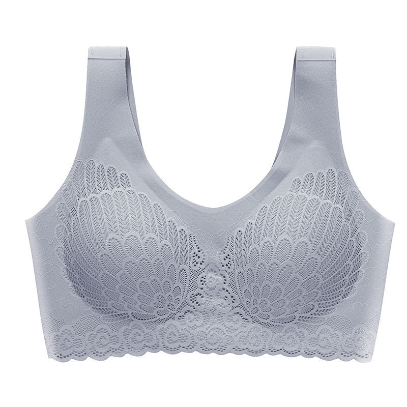 Thin Push Up Vest Bra Women Seamless Underwear Solid Lace Soft Comfortable Sleep Top With Chest Padded Bras For Women M L XL XXL